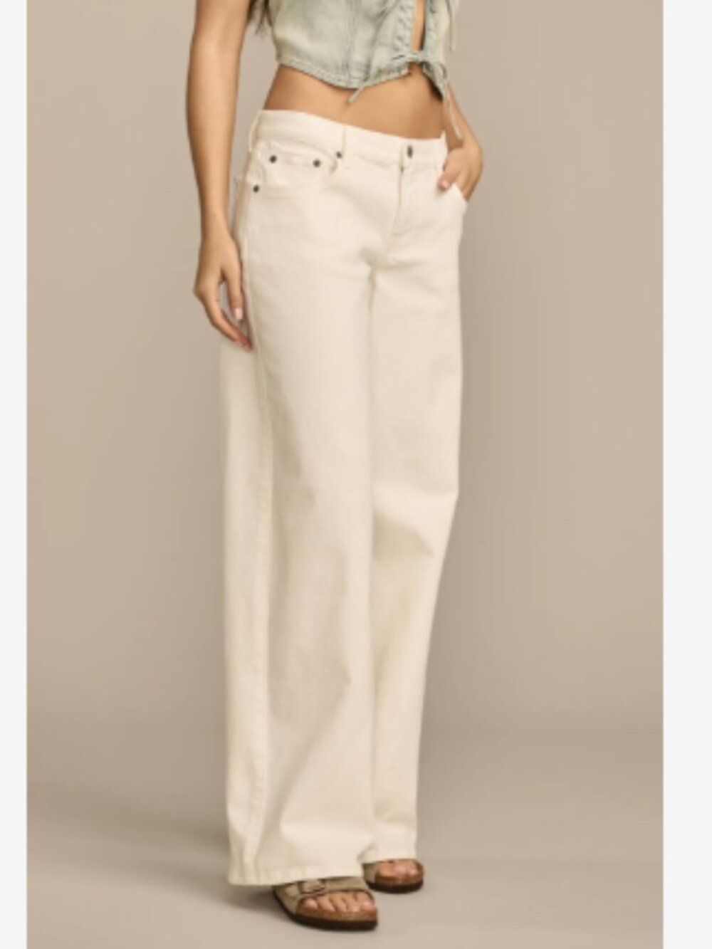 Lucky Brand White Wide-Leg Denim Jeans size 28 new